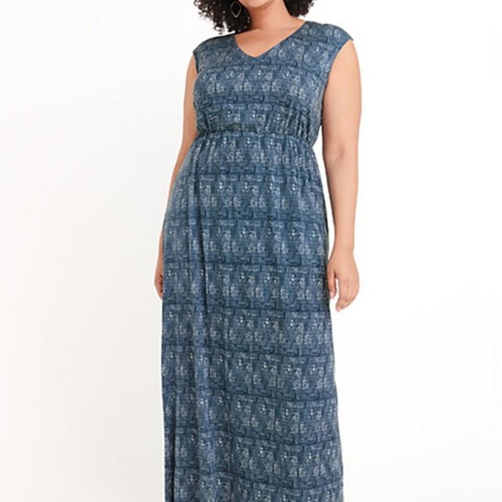 Ryllace Blue Abstract Coastal Maxi Dress 24